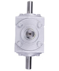 ✝️ Right Angle Gearbox 1-Pack Right Angle Bevel Gearbox for Rotary Equipment front view showing metal casing and input shafts