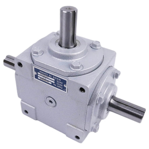 ✝️ Right Angle Gearbox 1-Pack Right Angle Bevel Gearbox for Rotary Equipment, showing housing and output shafts from side.