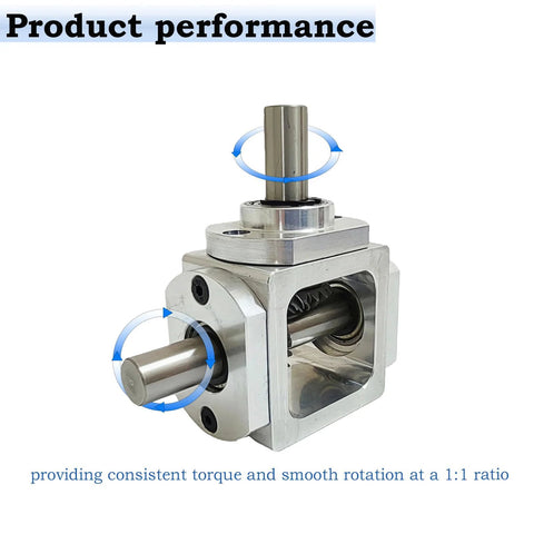 Right Angle Gearbox Bevel Drive OneToOne 10mm Output Shafts Al Frame ProGrade showing stainless steel shafts and bevel gears