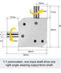 Side view of Tapered Bevel Gear Box 1 To 1 Right Angle Drive With 8mm Shafts For DIY Projects, showing dimensions in mm.
