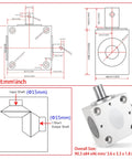 Technical drawing and perspective view of Right Angle Gearbox 90 Degree Drive 1 To 1 Torque 15mm Shaft Aluminum Housing