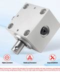 Right Angle Gearbox 90 Degree Drive 1 To 1 Torque 15mm Shaft Aluminum Housing, highlighting steel construction and compact design.
