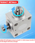 Right Angle Gearbox 90 Degree Drive 1 To 1 Torque 15mm Shaft Aluminum Housing in side view