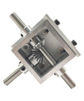 Right Angle Mounting Bracket For PGFUN Right Angle Gearbox Aluminum Alloy 60mm demonstrating gear alignment.