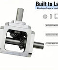 Right Angle Gearbox Bevel Drive OneToOne 10mm Output Shafts Al Frame ProGrade, visible aluminum frame, and steel shaft.