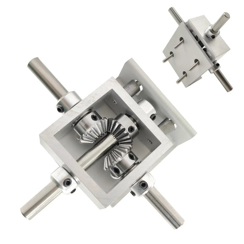 Close-up of Right Angle Mounting Bracket For PGFUN Right Angle Gearbox Aluminum Alloy 60mm showing gears and mounting structure