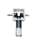 Right Angle Gearbox Kit With Two Reverse Output Shafts And 24V DC Motor Drive, front view showing dual output shafts and motor.