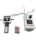 Right Angle Gearbox Kit With Two Reverse Output Shafts And 24V DC Motor Drive, controller, connectors.