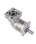 Right Angle Planetary Gearbox For Nema23 Stepper Motor 7:1 Reducer 14mm Output, silver metal housing, visible mounting holes.