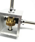 Close-up of a 10:1 Right Angle Worm Gearbox 90° Angle Drive Steering Gear Device 20T Reduction Gearbox Simple Mechanical DIY Module with 6mm Shaft