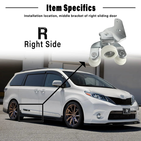 Right Side Bottom Sliding Door Roller Hinge For 2010-2021 Toyota Sienna Center Power Door Roller Assembly Replacement 68350-08031