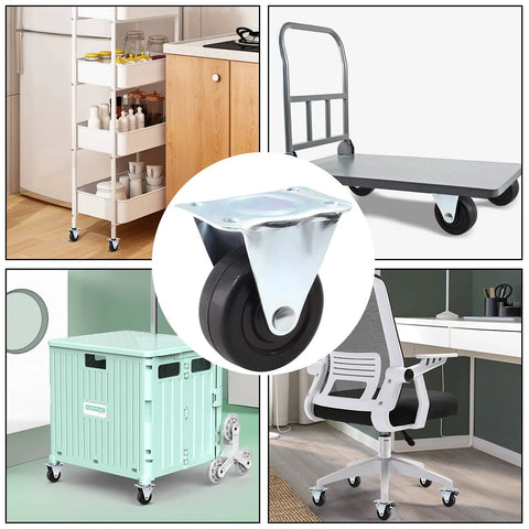 Heavy Duty 2 Inch Rubber Caster Wheels For Furniture, Rigid Fixed Casters With Non Swivel Top Plate on various equipment