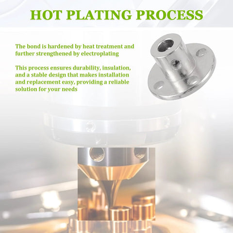 Four Piece 5mm Bore Rigid Flange Coupling Set showcasing heat treatment and electroplating process for RC shafts.