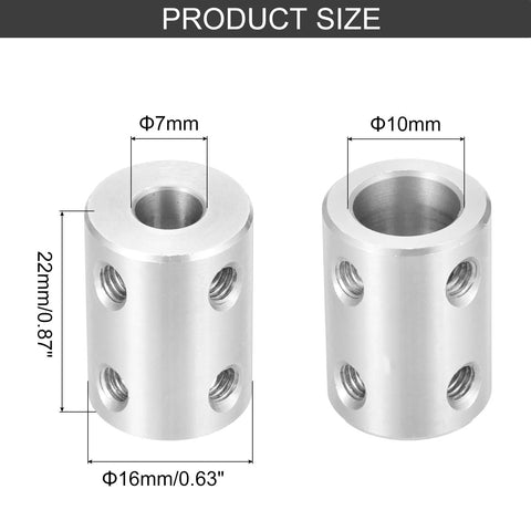 Rigid Shaft Coupling 7 To 10 Mm For 3D Printers And CNC Machines 22 By 16 Mm Dual Piece Set dimensions with M4 screw holes