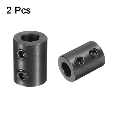 Rigid shaft coupling with a 3/8 inch bore, 3/4 inch outer diameter, and 1 inch length uses two set screws, pack of 2