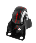 Close-up of a rigid fixed top plate caster wheel showing 58mm height, part of set of four 1.5 inch polyurethane wheels for various surfaces.