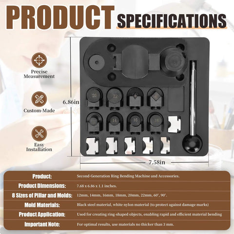 Ring Bender Kit for Spoon Rings 3 in 1 Jewelry Saw Bow and Measuring Tool With Nylon Mold and Bending Machine product specifications