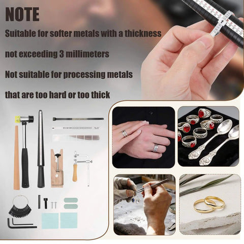 Ring Bender Kit for Spoon Rings 3 in 1 Jewelry Saw Bow and Measuring Tool With Nylon Mold and Bending Machine, DIY photo collage