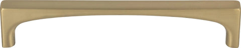 Riverside 5-1/16 Inch Center To Center Cabinet Pull In Durable Finish From The Grace Collection, shown in brass finish, front view.