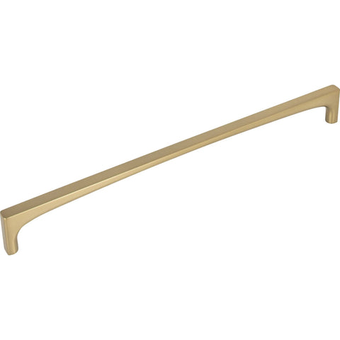 Riverside 8-13/16 Inch Center-To-Center Cabinet Pull In Honey Bronze Finish, shown at angle, durable satin hardware for cabinets