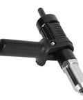 Rivet Gun Adapter For Electric Drill With Vertical Grip, High Hardness Alloy Steel Forged Head, Riveting Tool Kit shown from side view