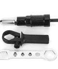 Rivet Gun Adapter For Electric Drill With Vertical Grip, High Hardness Alloy Steel Forged Head, Riveting Tool Kit With Wrench