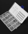 Rivet Nut Assortment Kit 300Pcs With 15 Sizes, Pro Grade Pressure Riveting Nuts in clear storage box with size chart visible