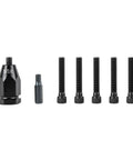Industrial Grade Pneumatic Rivet Nut Gun Kit with Heads for 10-24 1/4 5/16 and 3/8 Inch Sizes Quick Change Nosepiece 20 Mandrels Included Air Rivnut Pull Setter for Auto Body Metal Fabrication and Heavy Duty DIY Projects - close up of 5/16 inch head and parts.
