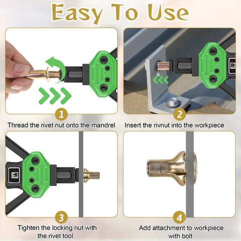 Step-by-step guide using 50 Pcs 5/16-18 Rivet Nuts Pro-Grade Multi-Grip Steel Threaded Inserts Zinc Plated For Metal And Plastic Applications