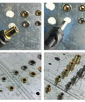 Rivet Nut Kit 80 Piece SAE Fastener Assortment For Auto And Metalworking With 8-32 10-24 1/4-20 5/16-18 3/8-16 304 Stainless Knurled Flat Head Rivnuts VGBUY VG30528 installed and displayed on metal surface