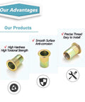 Rivet Nut Kit, 810pcs SAE & Metric Rivet Nut Assortment Kit features high hardness, anti-corrosion, and precise thread attributes.