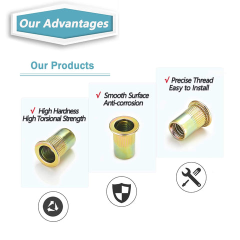Rivet Nut Kit, 810pcs SAE & Metric Rivet Nut Assortment Kit features high hardness, anti-corrosion, and precise thread attributes.