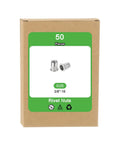 Rivet Nut Set Flat Head 3/8-16 Stainless Steel 304 Threaded Inserts Knurled Body, 50 pcs in brown box packaging