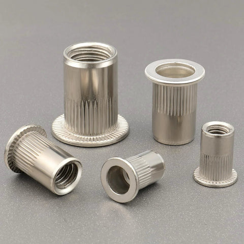 25 Pack Rivet Nut Set 3/8-16 UNC In 304 Stainless Steel With Knurled Body for a strong grip and easy riveting threaded inserts close-up