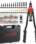 Rivet Nut Tool, 16-inch Rivnut Tool Kit with 15 SAE & Metric Mandrels, 236pcs Rivnut Assortment Kit and Rugged Carrying Case displayed