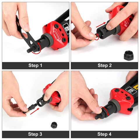 Step-by-step guide using 16-inch Rivet Nut Tool, Rivnut Tool Kit with 15 SAE & Metric Mandrels and 236pcs Rivnut Assortment Kit.