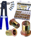 Pressure Rivet Nut Tool Kit, 430Pcs Metric Rivet Nut Combination (M8/M6/M5/M4/M3), with tools and nut assortment displayed