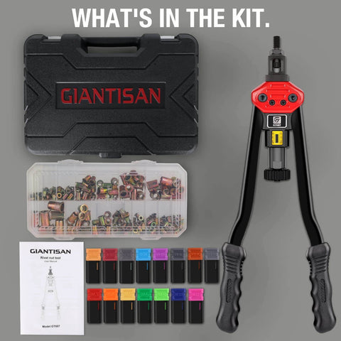 Rivet Nut Tool, 16-inch Rivnut Tool Kit with 15 SAE & Metric Mandrels, 236pcs Rivnut Assortment Kit and Rugged Carrying Case
