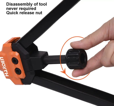 16 Inch Rivet Nut Tool Kit with 7 Interchangeable Mandrels M3 to M12 and 70 Rivet Nuts showing quick release nut adjustment