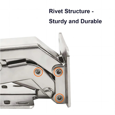 Close-up of 2 PCS 175 Degree Hinges Soft Close Hinge Hydraulic Frameless Cabinet with rivet structure, showing durability.