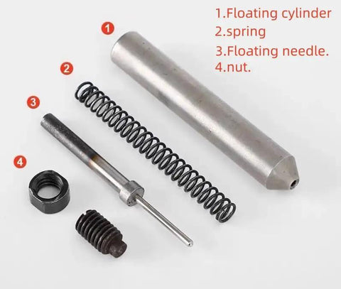 Pro Grade Riveting Machine Kit With Semi Hollow Rivets And Flanging Tools Easy Setup includes floating cylinder, spring, and needle.