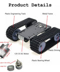 Robot Tracked Chassis Kit With Dual DC Motors For Arduino Raspberry Pi Microbit DIY, showing plastic tracks, metal frame, and motors