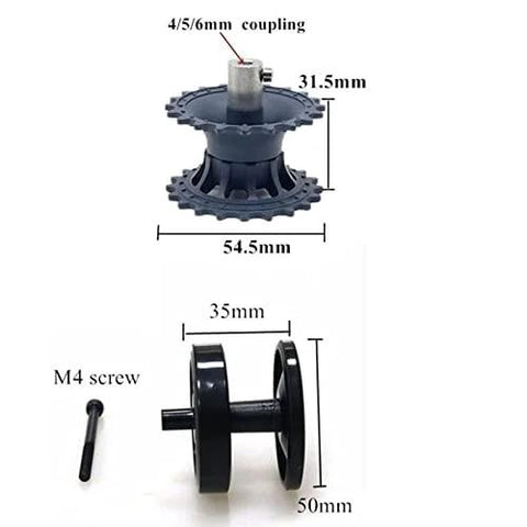 Robot Tracked Chassis Kit With Dual DC Motors for Arduino Raspberry Pi Microbit Python DIY, detailed wheel and M4 screw view.
