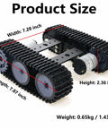 Robot Tracked Chassis Starter Kit With Two Tracks For Arduino Raspberry Pi MicroBit And Python Programming product size display.