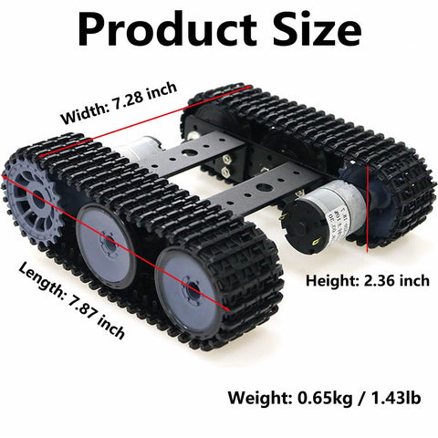 Robot Tracked Chassis Starter Kit With Two Tracks For Arduino Raspberry Pi MicroBit And Python Programming product size display.