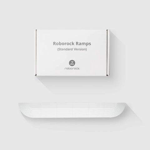 Threshold Strip For All Series Robot Vacuums Compatible With All Series Models Enables Smooth Traversal Of A 28 Millimeter Threshold And Supports Up To 150 Kilograms Suitable For Dark Or Recessed Thresholds And For Thresholds Wider Than 10 Centimeters shown in packaging with ramp