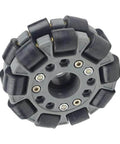 Omnidirectional Robot Wheel 3.94 Inch DIY Car Parts Flexible Maintenance, black rollers, gray hub, front view