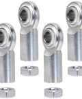 4 piece set of 5/16 x 5/16-24 Rod End Bearing Heim Joint Kit, right hand female thread with jam nuts, stainless rod ends.