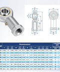 Heavy Duty Rugged Rod End Bearing 4 Pack Five Sixteenth Inch Bore Five Sixteenth Twenty Four Right Hand Thread Self Lubricating Female Thread Steel Joint With Jam Nuts For Forging Machines CNC Equipment And Automotive Linkages shown with dimensions and specifications