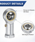 Heavy Duty Rugged Rod End Bearing 4 Pack Five Sixteenth Inch Bore Five Sixteenth Twenty Four Right Hand Thread Self Lubricating Female Thread Steel Joint With Jam Nuts For Forging Machines CNC Equipment And Automotive Linkages close-up view